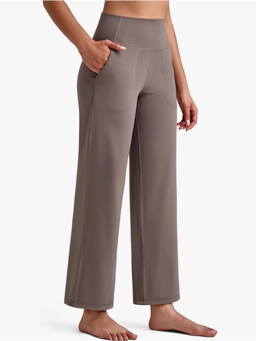 NWOT 🩶 High Waisted Taupe Track Pants - 31” Inseam - Picture 1 of 8